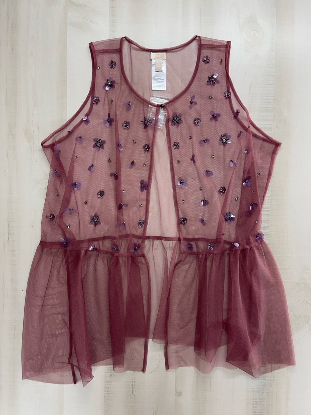 nwot LOGO LAVISH Lori Goldstein pink mesh sequin embellished vest event